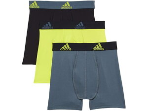 (取寄)アディダス ボーイズ キッズ パフォーマンス ボクサー ブリーフ アンダーウェア 3パック (ビッグ キッズ) adidas Boy's Kids Performance Boxer Briefs Underwear 3-Pack (Big Kids) Black/Grey/Yellow Acid