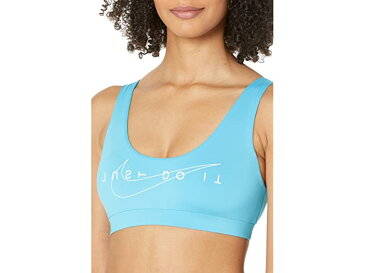 (取寄)ナイキ レディース マルチ ロゴ スクープ ネック ビキニ トップ Nike Women's Multi Logo Scoop Neck Bikini Top Chlorine Blue