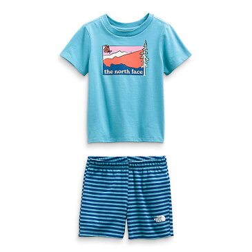 (取寄)ノースフェイス トッドラー コットン サマー セット The North Face Toddlers Cotton Summer Set Niagara Blue Mini Stripe Print