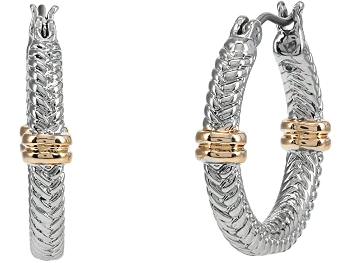 (取寄)ローレン ラルフローレン レディース ヘリンボーン フープ ピアス LAUREN Ralph Lauren Women's Herringbone Hoop Earrings Two-Tone