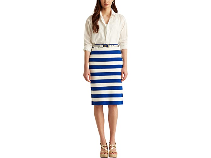 (取寄)ローレン ラルフローレン レディース ストライプド スカート LAUREN Ralph Lauren Women's Striped Cotton-Blend Skirt Sapphire Star/White
