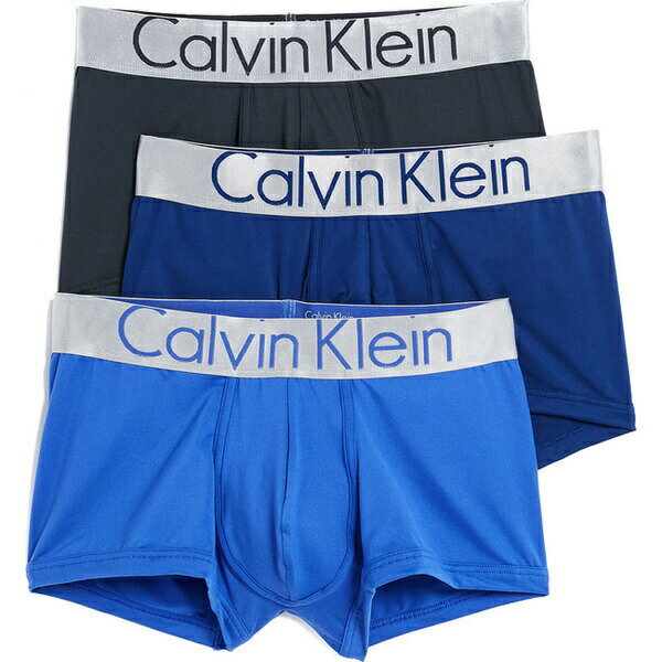 カルバンクライン ボクサーパンツ アンダーウェア メンズ 3枚組セット 黒 青 紺 無地 前開き無し スティール ミクロ 3 パック ロウ ライズ トランクス Calvin Klein Underwear Men's Steel Micro 3 Pack Low Rise Trunks MidnightMinkCobaltWater 送料無料 父の日