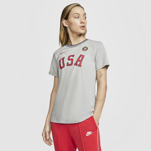 (取寄)ナイキ レディース OLY ヘリテージ USA Tシャツ Nike Women's OLY Herritage USA T-Shirt Dark Grey Heather Black