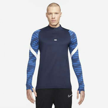 ナイキ Tシャツ メンズ 長袖 ハイネック ハーフジップ スポーツ ネイビー ブルー系 チーム ストライク ドリル 21 トップ ドライフィット Nike Men's Team Strike Drill 21 Top Obsidian Royal Blue White 送料無料