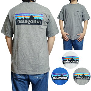 PATAGONIA パタゴニア Tシャツ メンズ オーガニックコットン バックプリント 胸ポケット付き 半袖Tシャツ ロゴ ポケット レスポンシビリティー Patagonia Men's P-6 Logo Pocket Responsibili Tee 38512 送料無料