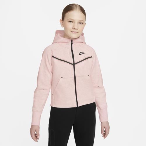 (取寄)ナイキ ガールズ NSW テック フリース フルジップ フーディ - ガールズ グレード スクール Nike Girls NSW Tech Fleece Full-Zip Hoodie - Girls' Grade School Pink Foam Heather Black