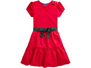 (取寄)ポロ ラルフローレン ガールズ キッズ ティアード ストレッチ インターロック ドレス (リトル キッズ) Polo Ralph Lauren Girl’s Kids Tiered Stretch Interlock Dress (Little Kids) Park Avenue Red