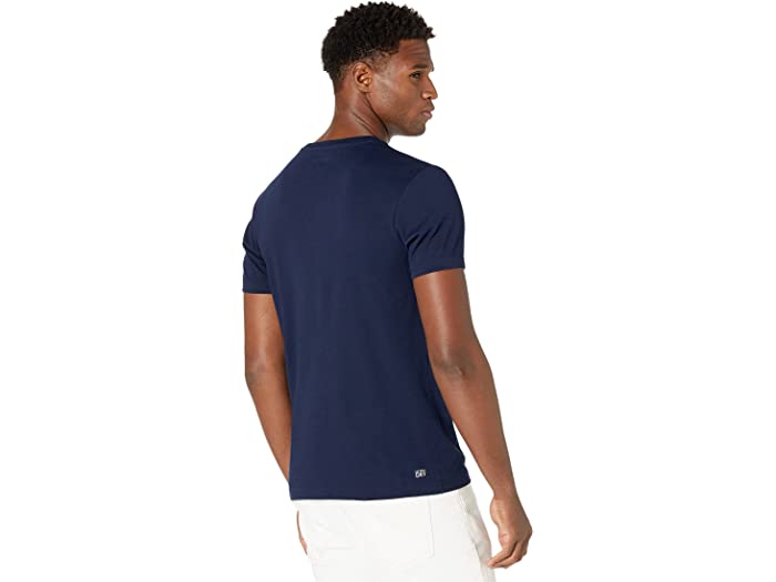 (取寄)ラコステ メンズ ショート スリーブ ソリッド カラー クロコダイル ロゴ ティー Lacoste Men's Short Sleeve Solid Color Crocodile Logo Tee Navy Blue/Broom