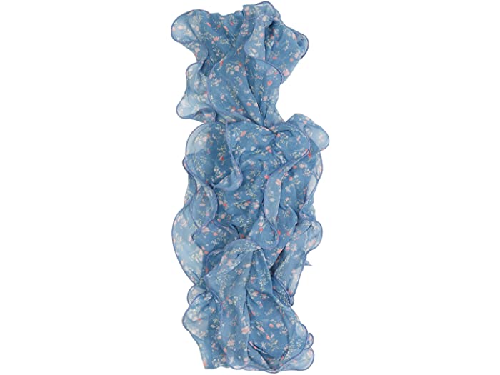 格安日本製 (取寄)ローレン ラルフローレン レディース フローラル ダブル ラッフル スカーフ LAUREN Ralph Lauren Women's Allyn Floral Double Ruffle Scarf Provincial Blue:スウィートラグ 在庫あ特価