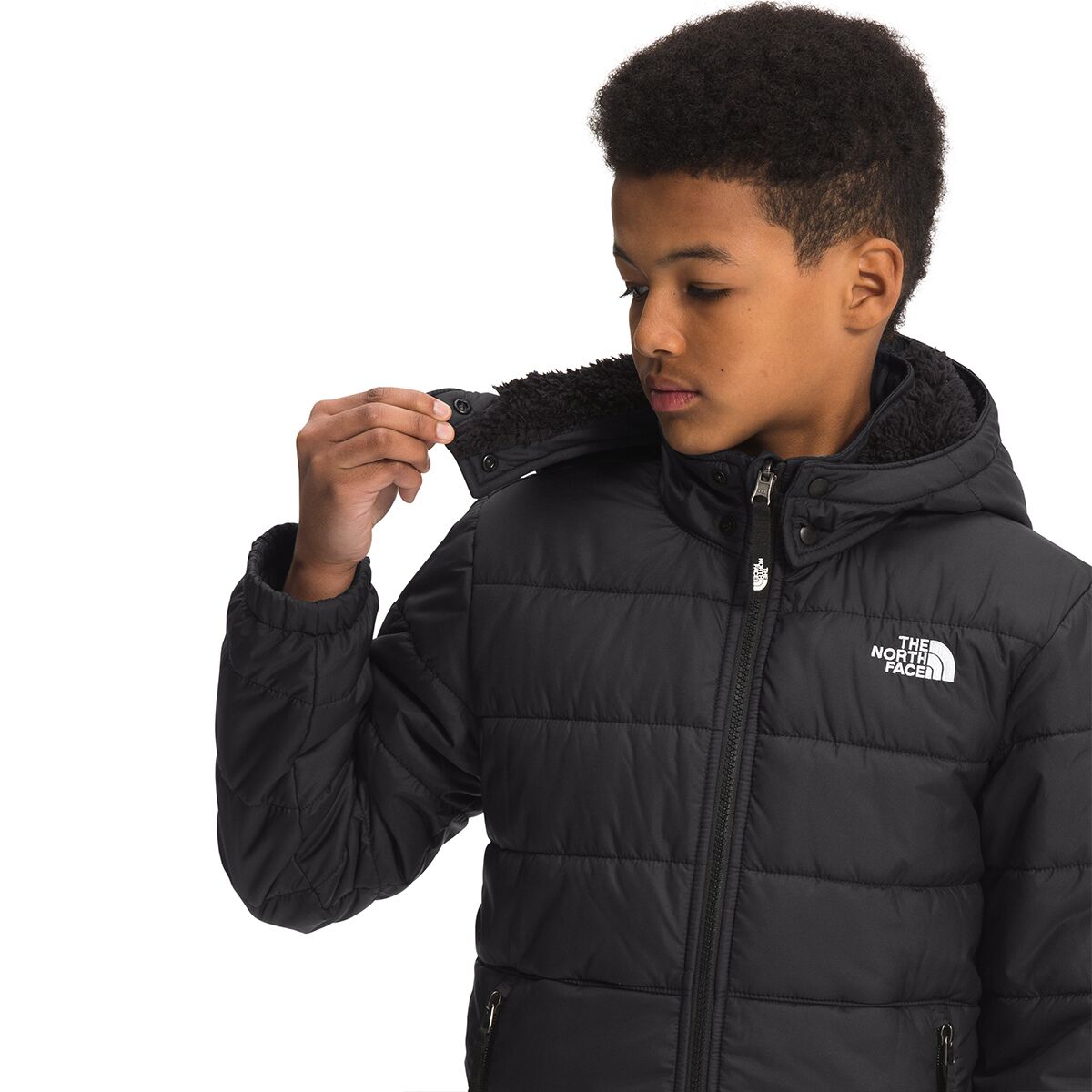 (取寄)ノースフェイス リバーシブル マウント チンボ フルジップ フーデット ジャケット - ボーイズ The North Face Reversible Mount Chimbo Full-Zip Hooded Jacket - Boys' TNF Black