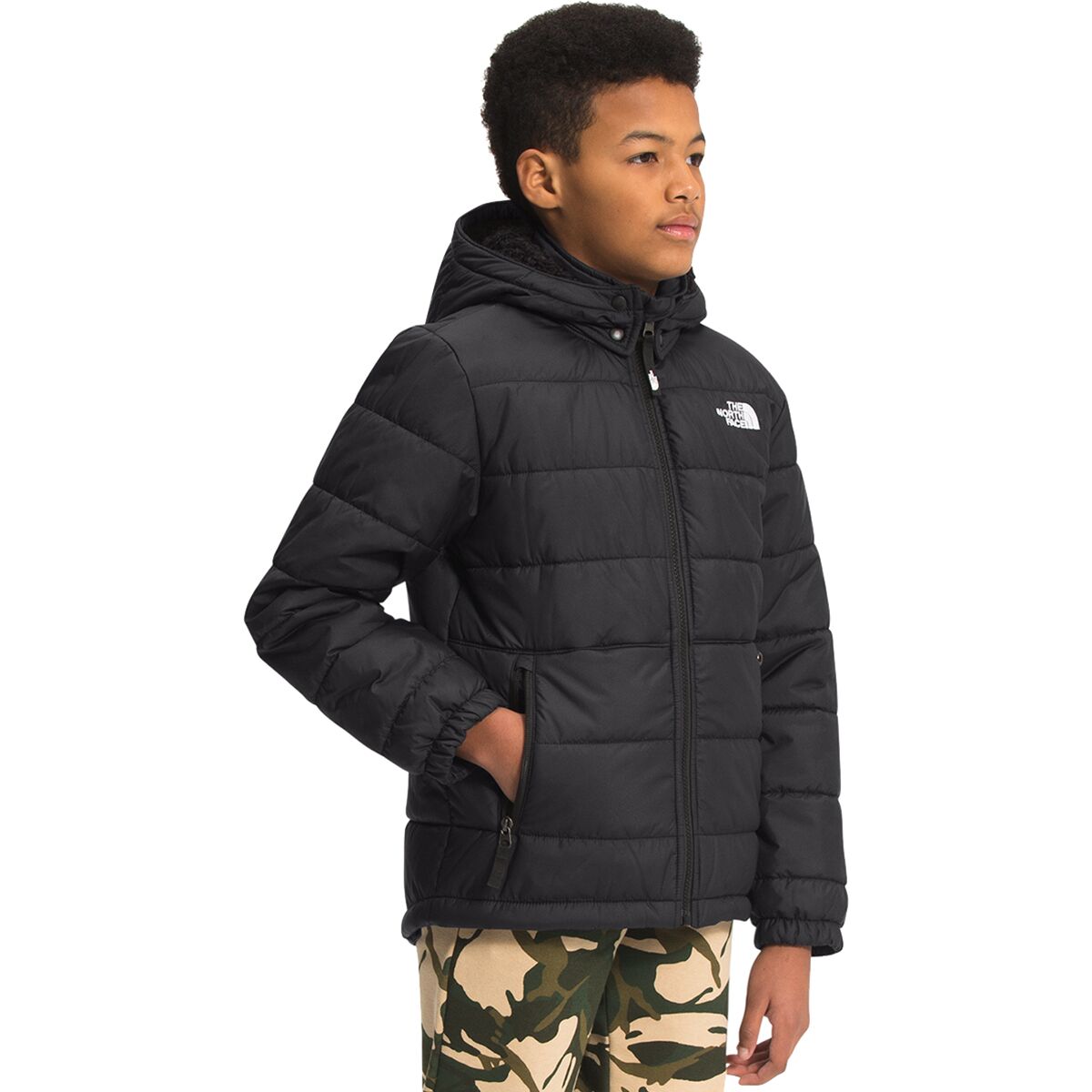 (取寄)ノースフェイス リバーシブル マウント チンボ フルジップ フーデット ジャケット - ボーイズ The North Face Reversible Mount Chimbo Full-Zip Hooded Jacket - Boys' TNF Black