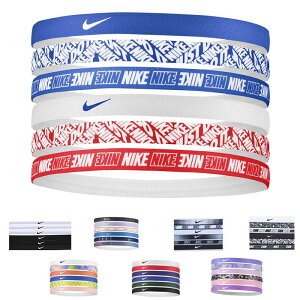 Nike ナイキ ヘッドバンド スポーツ ヘアバンド 細い 5本セット　メンズ レディース ヴィンチャ プリンテッド ヘアゴム ユニセックス 男女兼用 Nike Unisex Printed Headbands Game Royal White Red Black Blue 父の日