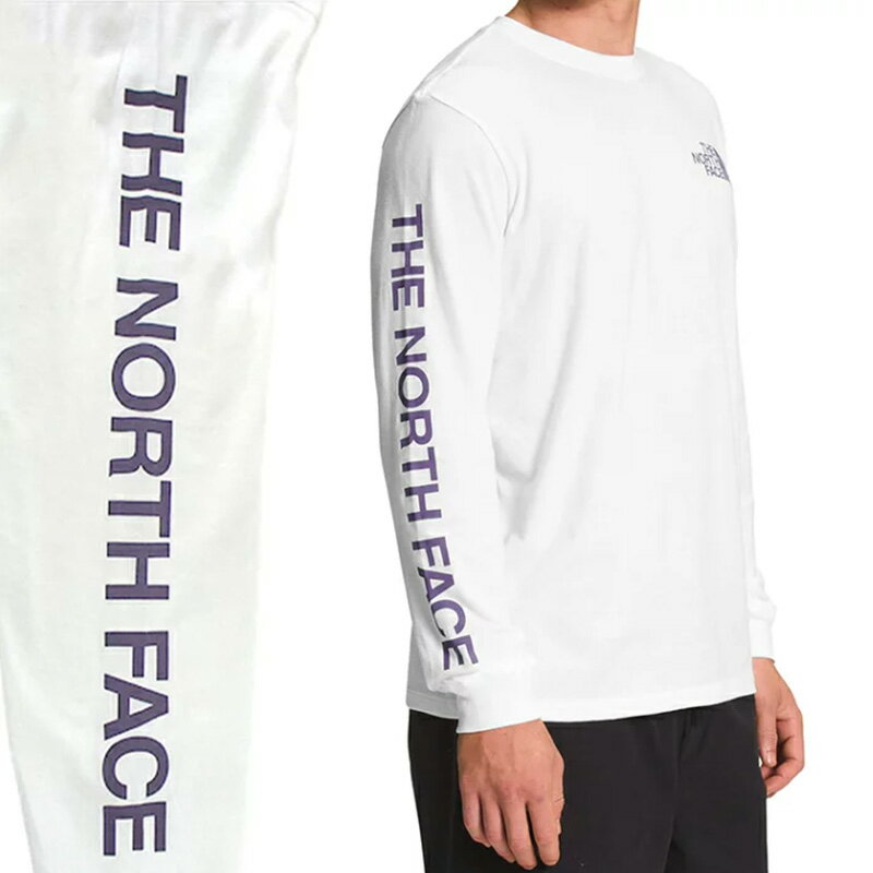 【訳あり アウトレット】ノースフェイス メンズ ヒット ロングスリーブ Tシャツ 男性 長袖Tシャツ 袖ロゴ ロンT 白 アウトドア スポーツ トレーニング ラ...