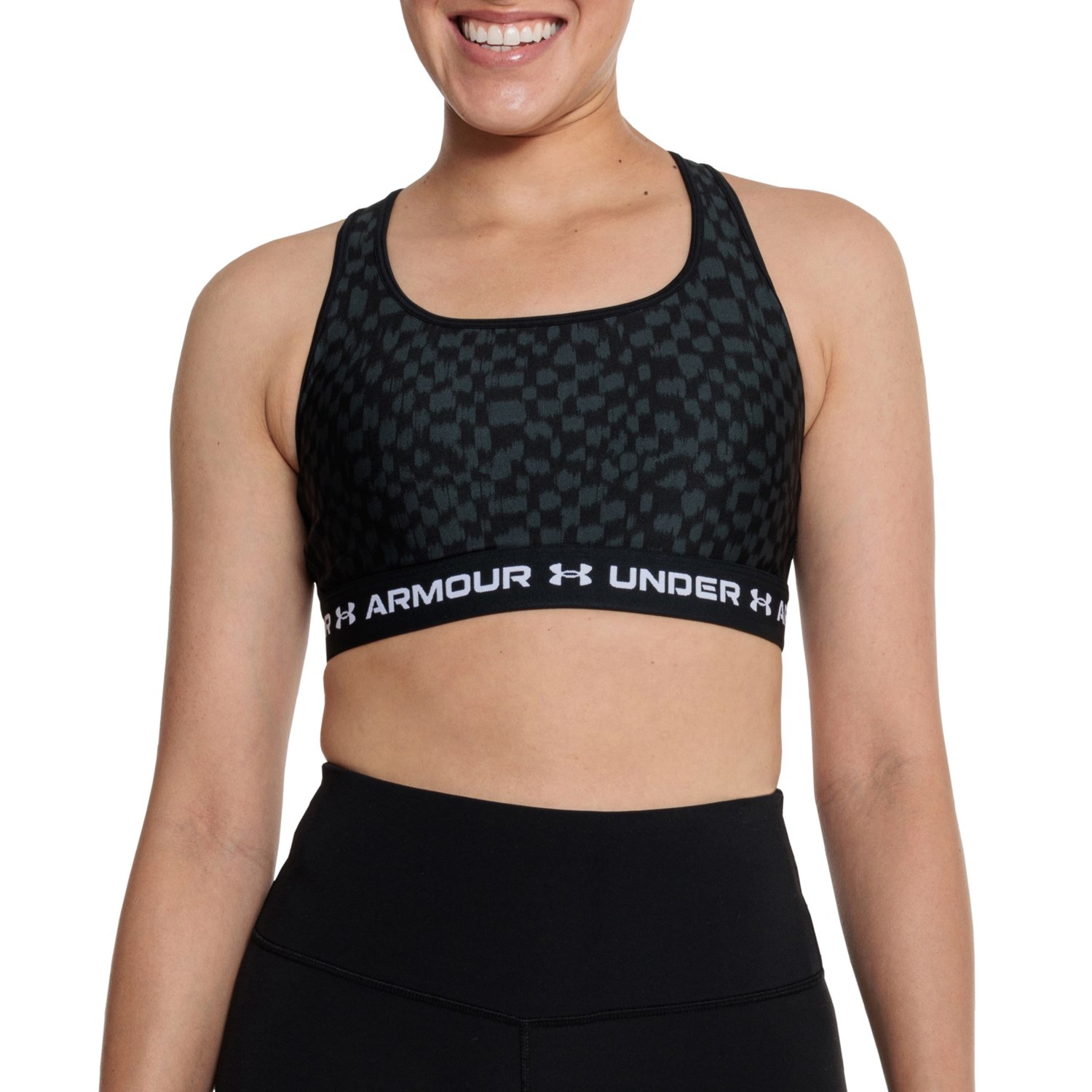(取寄) アンダーアーマー クロスバック ミッド スポーツ ブラ - ミディアム インパクト Under Armour Crossback Mid Sports Bra - Medium Impact Black