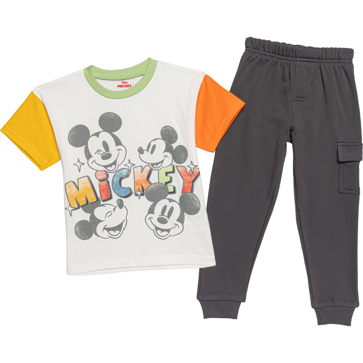 (取寄) ディズニー トドラー ボーイズ ミッキー シャツ アンド カーゴ ジョガーズ セット - ショート スリーブ Disney Toddler Boys Mickey Shirt and Cargo Joggers Set - Short Sleeve Multi