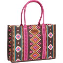 (取寄) ラングラー サウスウエスタン プリント トート バッグ Wrangler Southwestern Print Tote Bag Hot Pink(4)