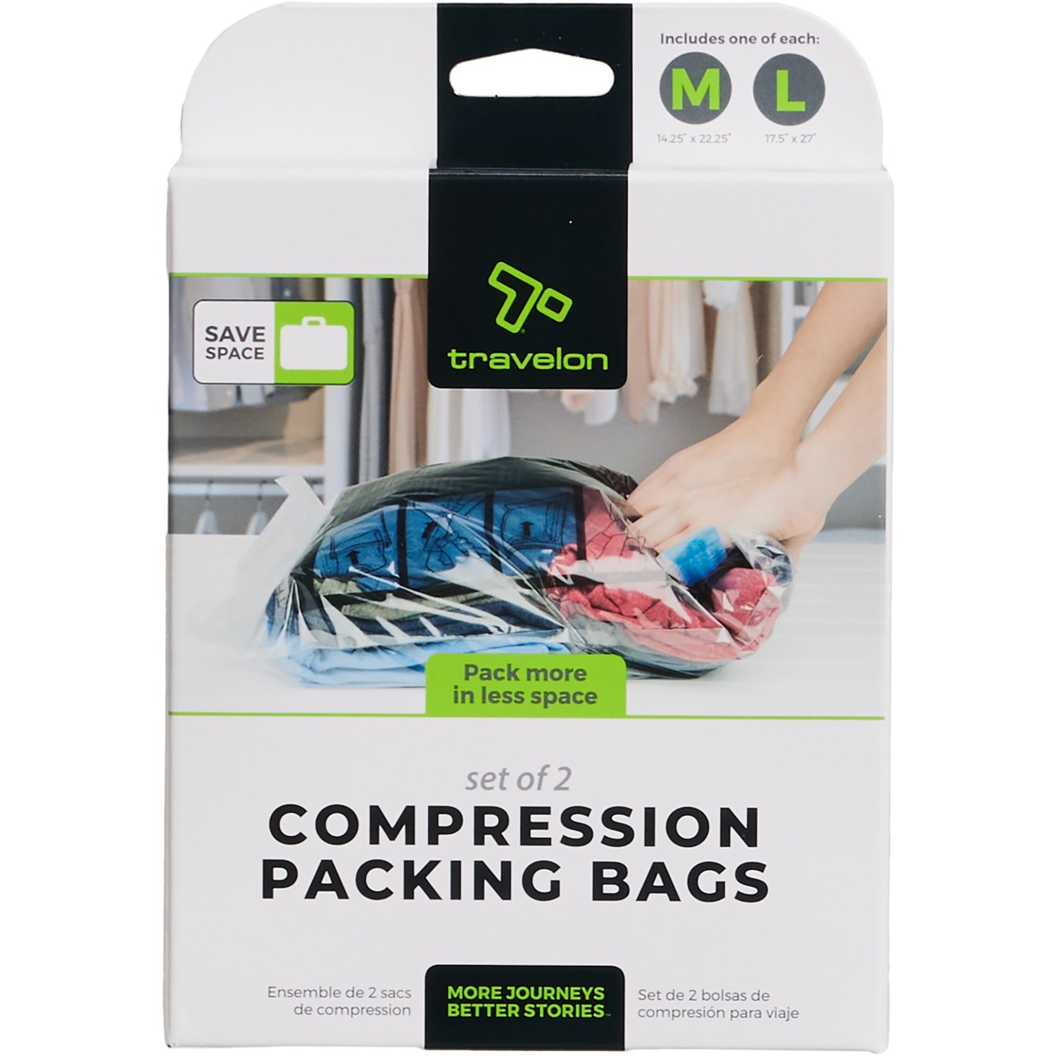 (取寄) トラベロン コンプレッション パッキング バッグス - セット オブ 2 クリア Travelon Compression Packing Bags - Set of 2, Clear Clear