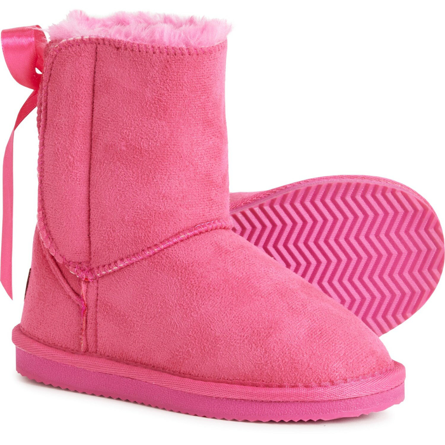 (取寄) ラモ リトル ガールズ シャーリング-ラインド ボウ ブーツ LAMO Little Girls Shearling-Lined Bow Boots Pink