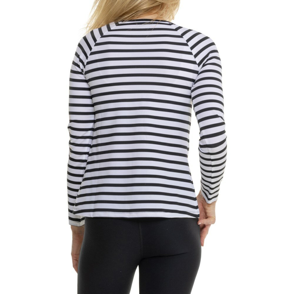 (取寄) スパンクス ストライプド スイム シャツ - Upf 50以上, ロング スリーブ Spanx Striped Swim Shirt - UPF 50+, Long Sleeve Blk/Wht Stripe