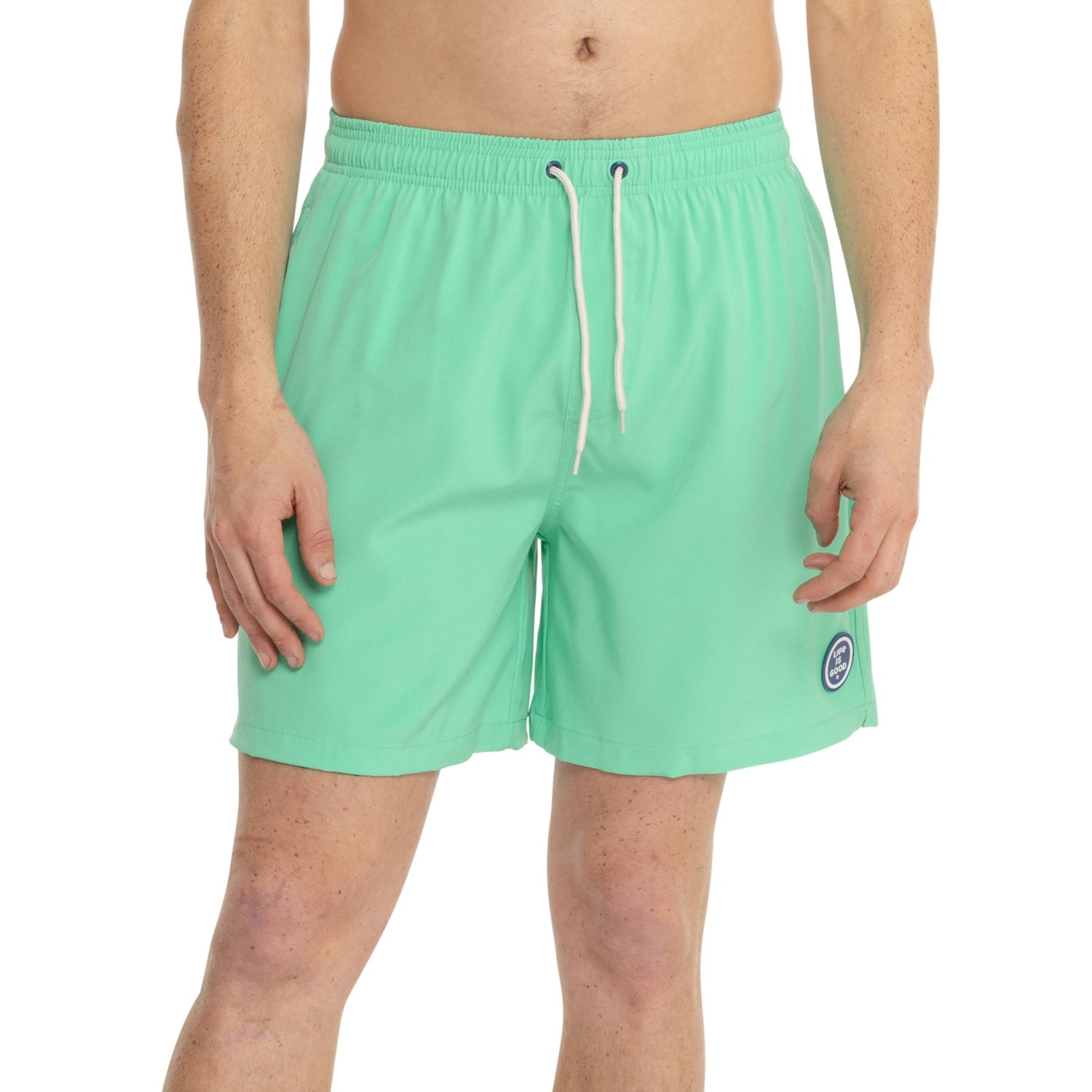 (取寄) ライフイズグッド ソリッド ウーブン ボードショーツ - Upf 50以上, ビルト-イン ブリーフ Life is Good Life is Good Solid Woven Boardshorts - UPF 50+, Built-In Brief Modern Mint