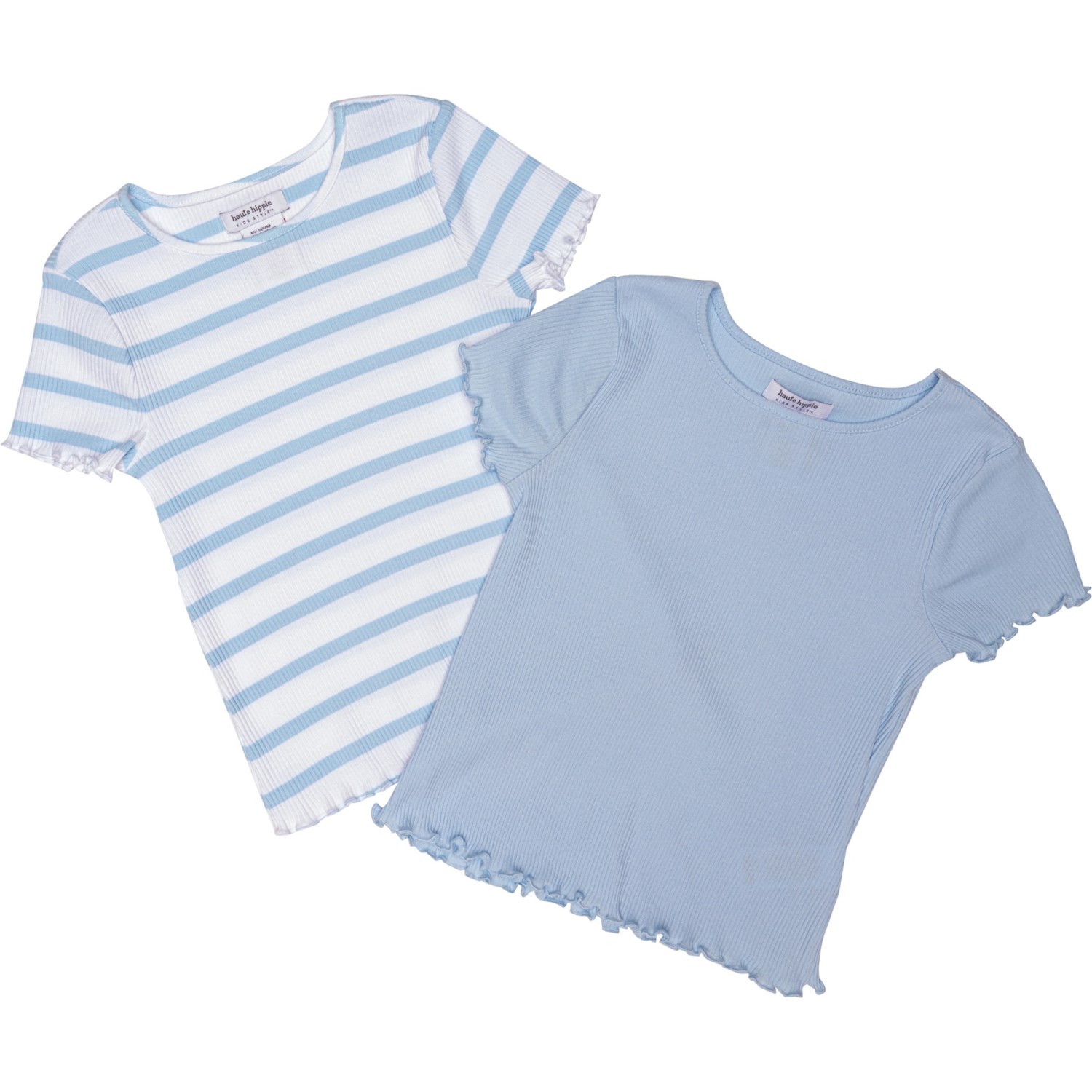 (取寄) オートヒッピースタイル リトル ガールズ リブド シャツ - 2-パック, ショート スリーブ Haute Hippie Style Little Girls Ribbed Shirts - 2-Pack, Short Sleeve Skipper Blue