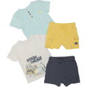 (取寄) ノヴォグラッツ インファント ボーイズ ブル ドーザー ネップド T-シャツ アンド ショーツ セット - 4-ピース, ショート スリーブ Novogratz Infant Boys Bull Dozer Nepped T-Shirt and Shorts Set - 4-Piece, Short Sleeve Blue Haze