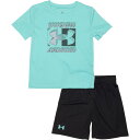 (取寄) アンダーアーマー トドラー ボーイズ T-シャツ アンド メッシュ ショーツ セット - ショート スリーブ Under Armour Toddler Boys T-Shirt and Mesh Shorts Set - Short Sleeve Radial Turquoise