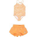 (取寄) ボルコム リトル ガールズ ワンピース スイムスーツ アンド スイム ショーツ セット - Upf 50+ Volcom Little Girls One-Piece Swimsuit and Swim Shorts Set - UPF 50+ Melon