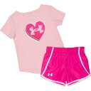 (取寄) アンダーアーマー トドラー ガールズ ハート T-シャツ アンド ウーブン ショーツ セット - ショート スリーブ Under Armour Toddler Girls Heart T-Shirt and Woven Shorts Set - Short Sleeve Prime Pink