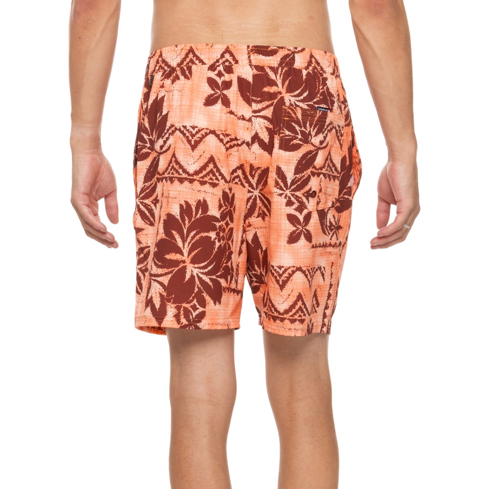 (取寄) クイックシルバー ハワイアン プリント ボレー スイム ショーツ Quiksilver Halton Hawaiian Print Volley Swim Shorts Papaya