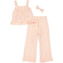 (取寄) リトル ガールズ プリンテッド ラッフル シャツ アンド ワイド レッグ パンツ セット - スリーブレス BEAR PAW Little Girls Printed Ruffle Shirt and Wide Leg Pants Set - Sleeveless Tribal Stripes