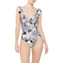 (取寄) ステラパーカー ライン フローラル ラッフル ワンピース スイムスーツ Stella Parker Line Floral Ruffle One-Piece Swimsuit Black