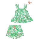 (取寄) トミーバハマ リトル ガールズ クロス ハッチ ラッフル トップ アンド ショーツ セット - スリーブレス Tommy Bahama Little Girls Cross Hatch Ruffle Top and Shorts Set - Sleeveless Island Green