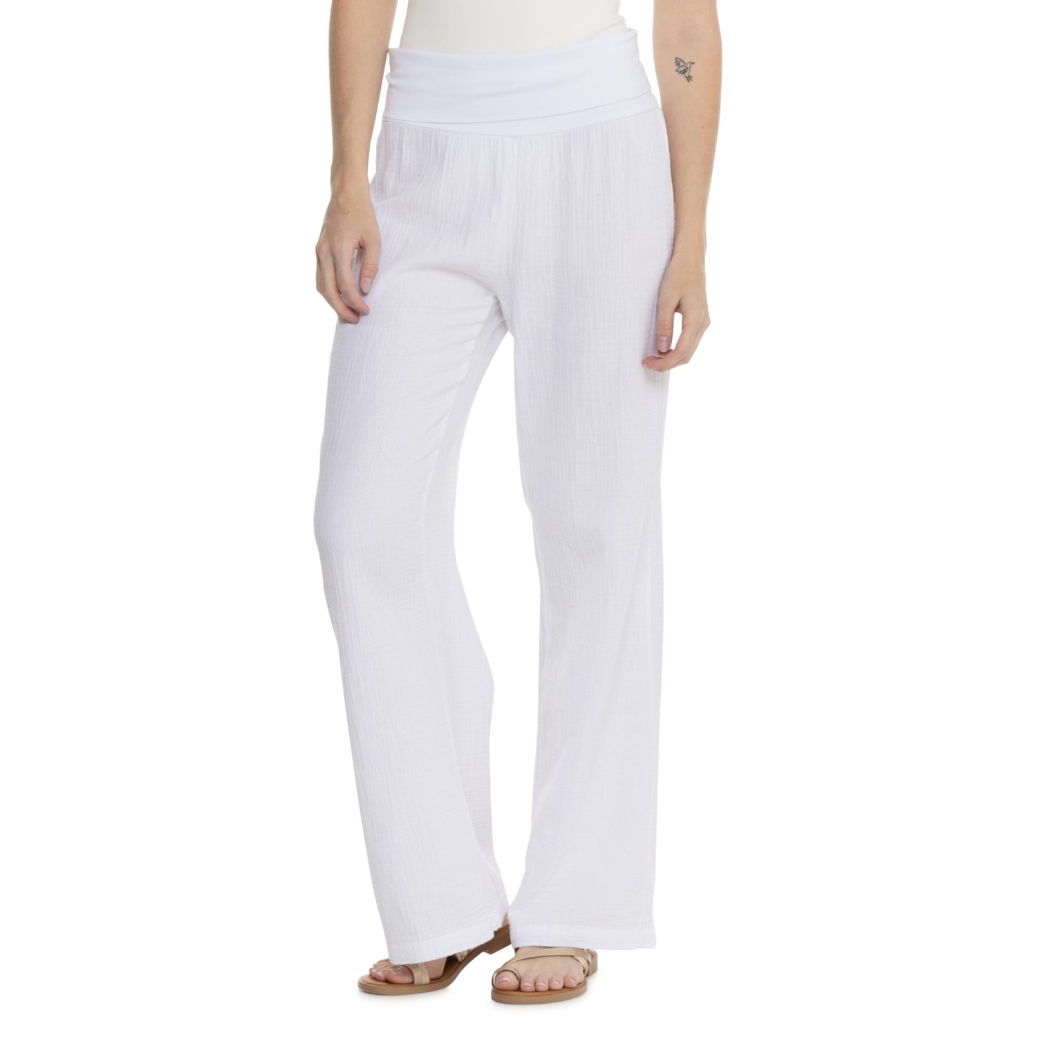 (取寄) 4アワードリマーズ コットン ガーゼ フォールドオーバー ウェスト カバー-アップ パンツ 4OUR Dreamers Cotton Gauze Foldover Waist Cover-Up Pants White