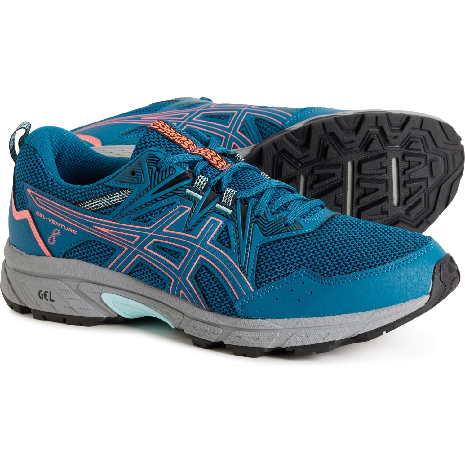 (取寄) アシックス レディース ゲル ベンチャー 8 トレイル ランニング シューズ ASICS women GEL Venture 8 Trail Running Shoes (For Women) Deep Sea Teal/Blazing Coral