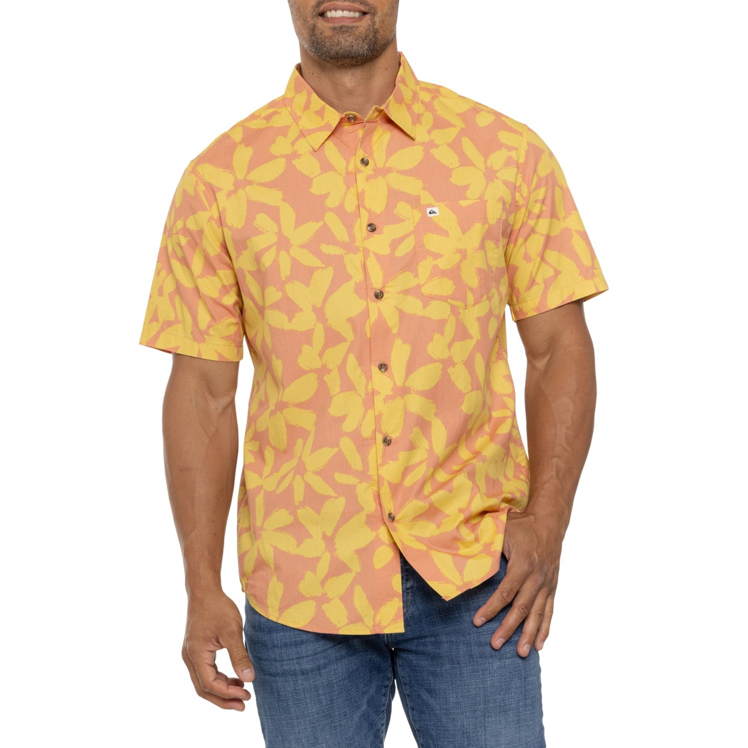 (取寄) クイックシルバー アペロ クラシック ウーブン シャツ - ショート スリーブ Quiksilver Apero Classic Woven Shirt - Short Sleeve Canyon Clay Aop