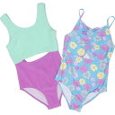 (取寄) デレクハート ビッグ ガールズ ワンピース スイムスーツ - Upf 50以上, 2-パック DEREK HEART Big Girls One-Piece Swimsuits - UPF 50+, 2-Pack Beach Glass/Purple Pop