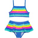 (取寄) フラップドゥードル リトル ガールズ レインボー ラッフル スイムスーツ セット - Upf 50+ Flapdoodles Little Girls Rainbow Ruffle Swimsuit Set - UPF 50+ Blue