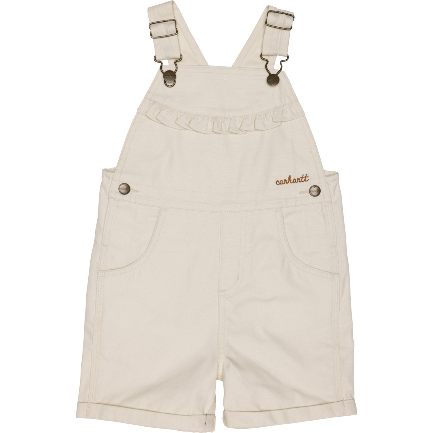 (取寄) カーハート トドラー ガールズ キャンバス ラッフル フロント ショートール Carhartt Toddler Girls CM9748 Canvas Ruffle Front Shortall Light Beige