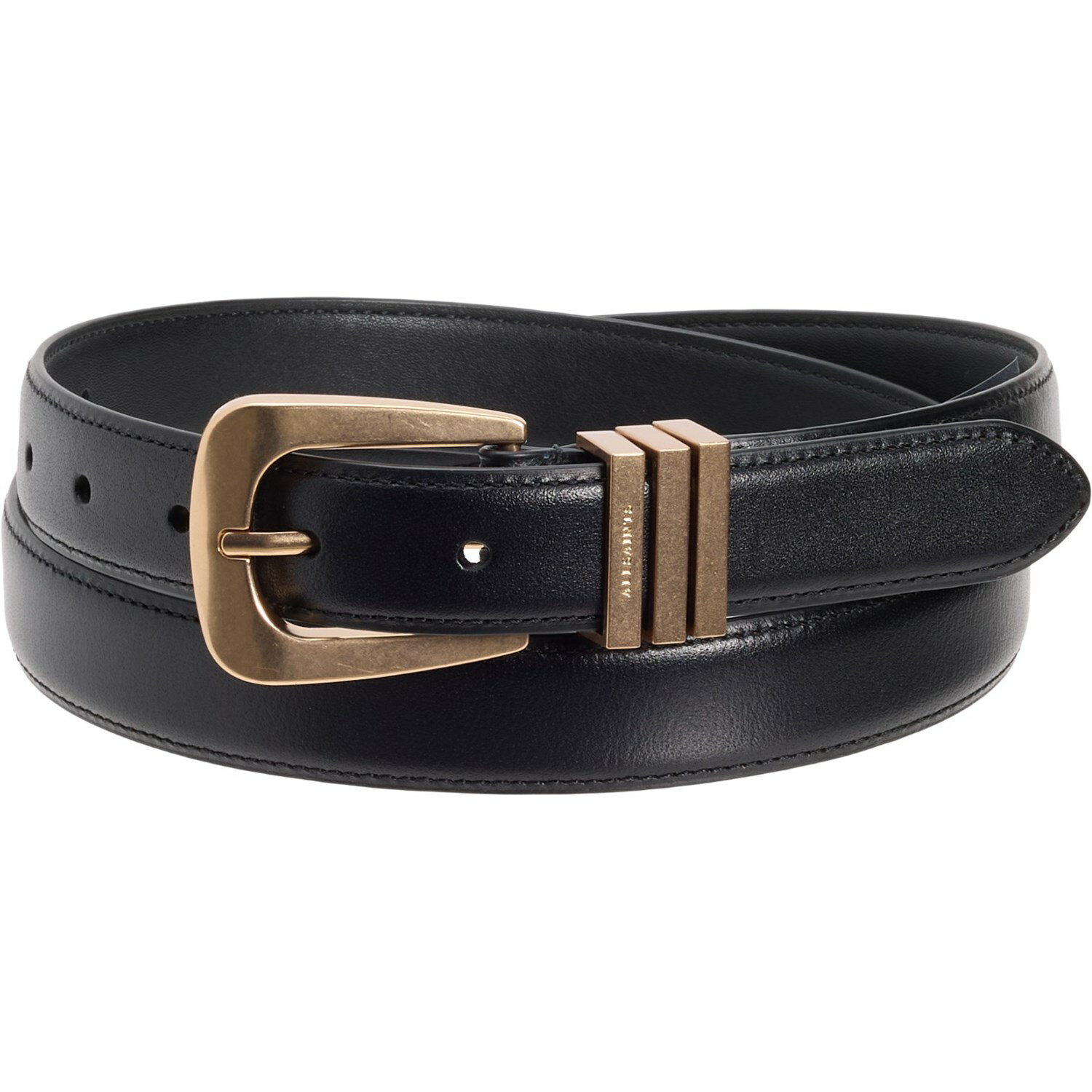 (取寄) 25 ウム Fe ベルト ウィズ トリプル ストラップ キーパー - レザー All Saints 25 mm Fe Belt with Triple Strap Keeper - Leather Black