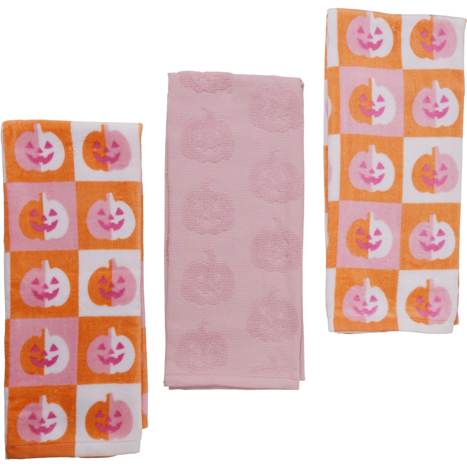 (取寄) C＆Cカリフォルニア スウィート ハロウィーン チェッカーボード キッチン タウエルズ セット - 3-パック, C&C California Sweet Halloween Checkerboard Kitchen Towels Set - 3-Pack, 18x27.5” Pink Orange
