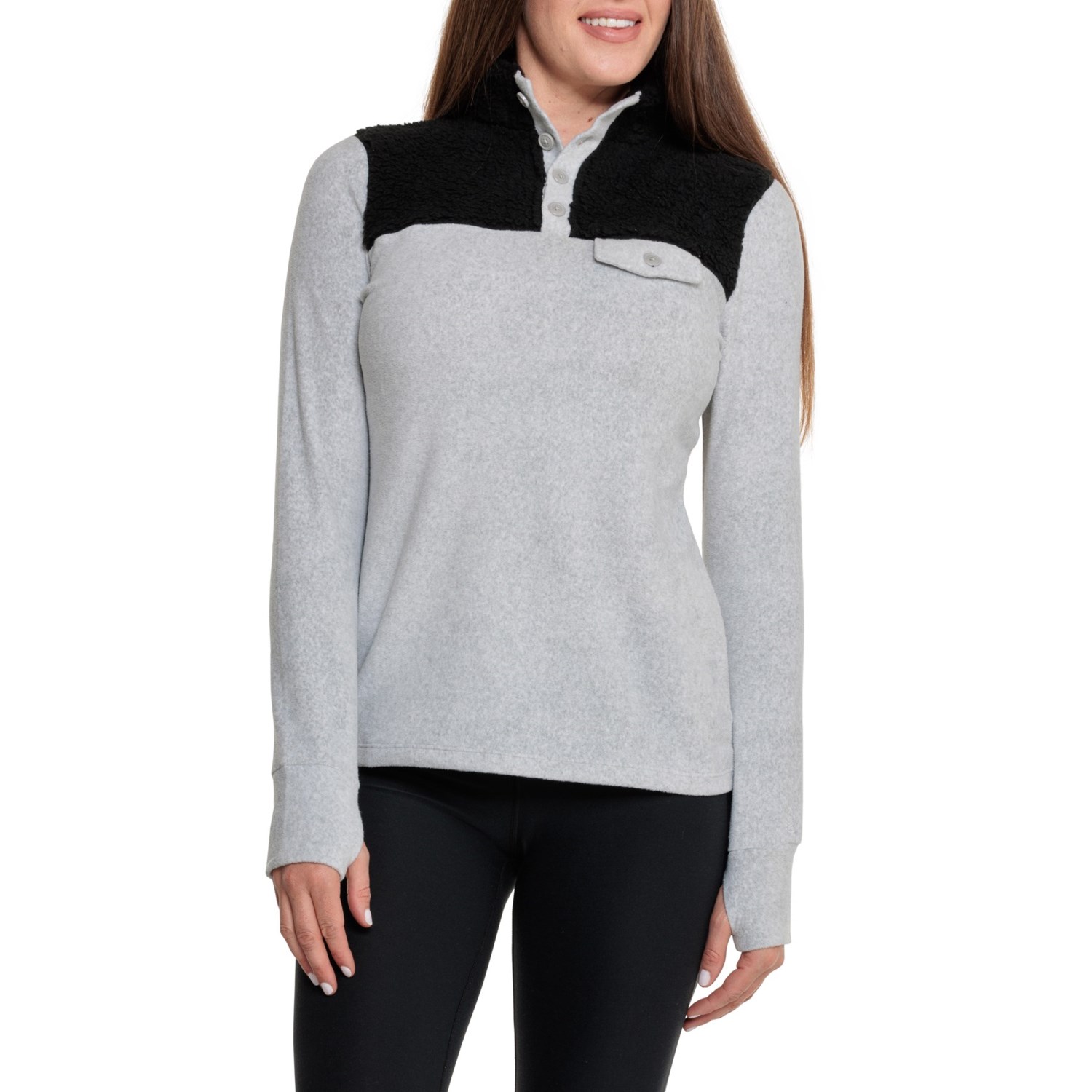 (取寄) カドルダッツ フリースウェア ストレッチ ベース レイヤー トップ - ボタン ネック, ロング ス..