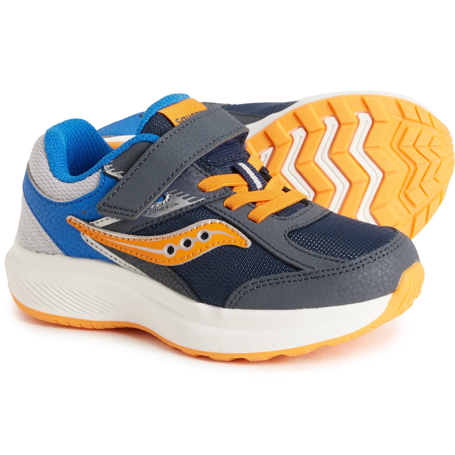 (取寄) サッカニー リトル ボーイズ アンド ガールズ コーヒージョン KDZ A/C スニーカー - ワイド ウィズ Saucony Little Boys and Girls Cohesion KDZ A/C Sneakers - Wide Width Navy/Peel/Blue