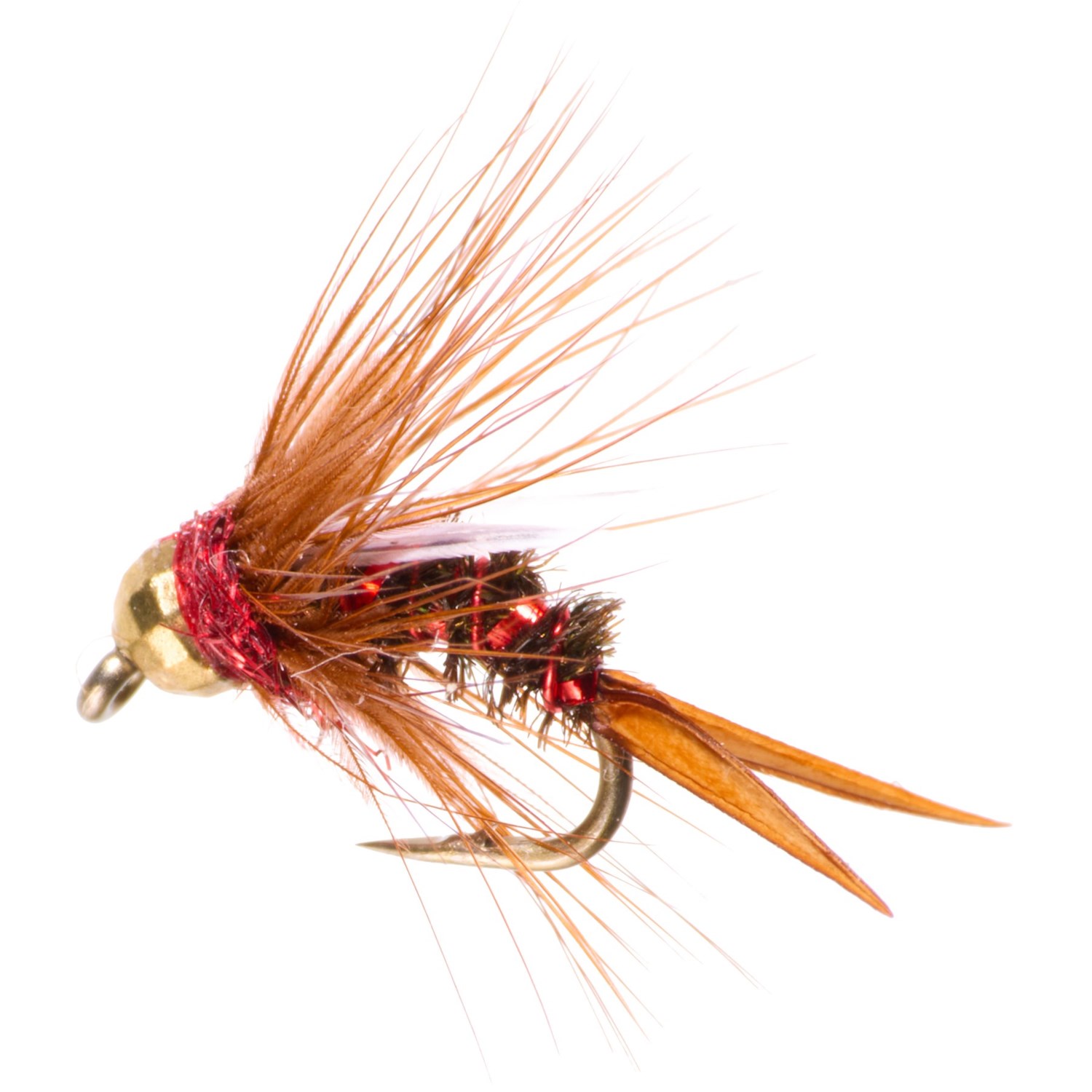 (取寄) リオ ホロ プリンス タングステン ビーズヘッド ニンフ フライ - ダズン RIO Holo Prince Tungsten Beadhead Nymph Fly - Dozen Red