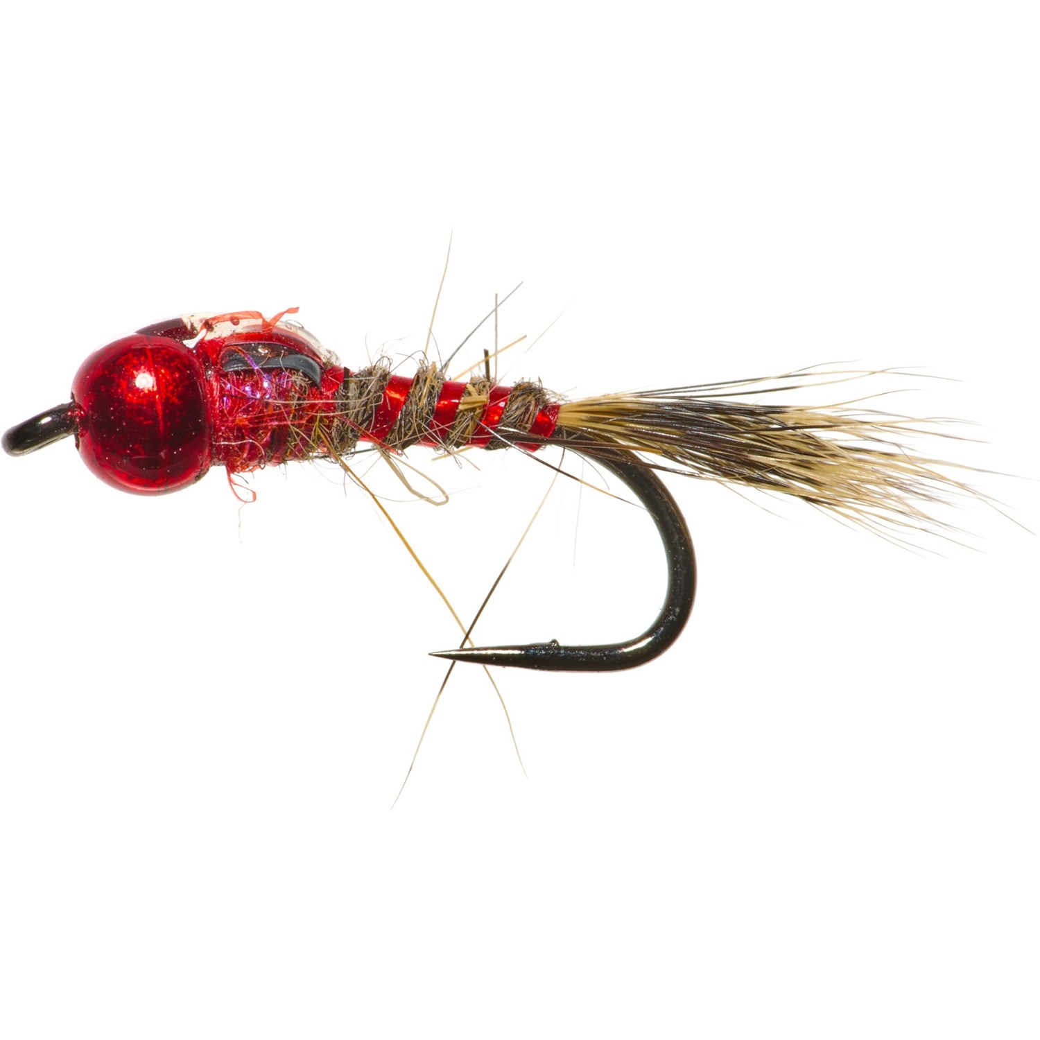 (取寄) モンタナフライカンパニー ルーセント イア ニンフ フライ - ダズン Montana Fly Company Lucent Hare's Ear Nymph Fly - Dozen Red