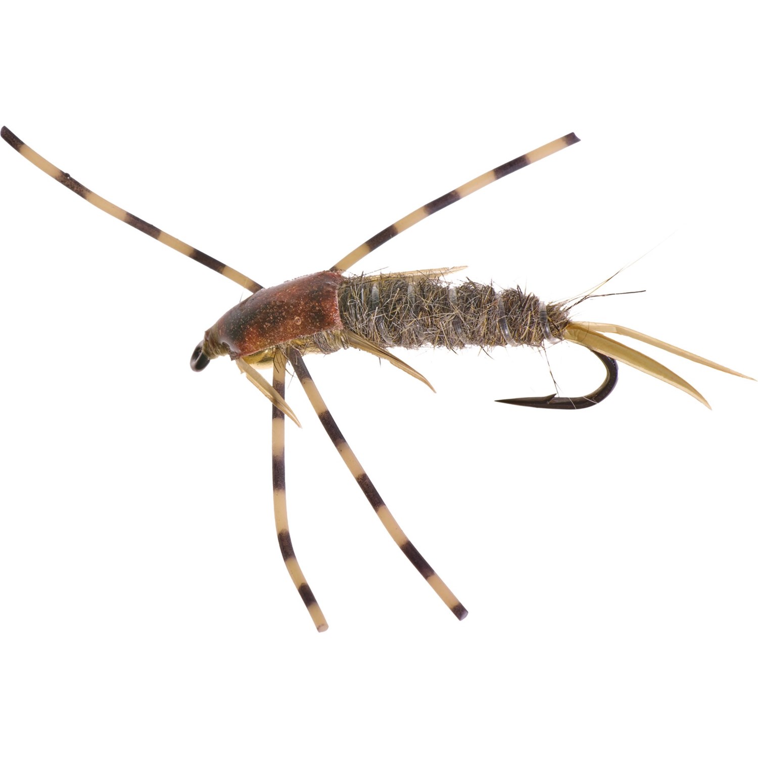 (取寄) モンタナフライカンパニー スペックルド ダブル ビーズ ストーン ニンフ フライ - ダズン Montana Fly Company Speckled Double Bead Stone Nymph Fly - Dozen Hares Ear