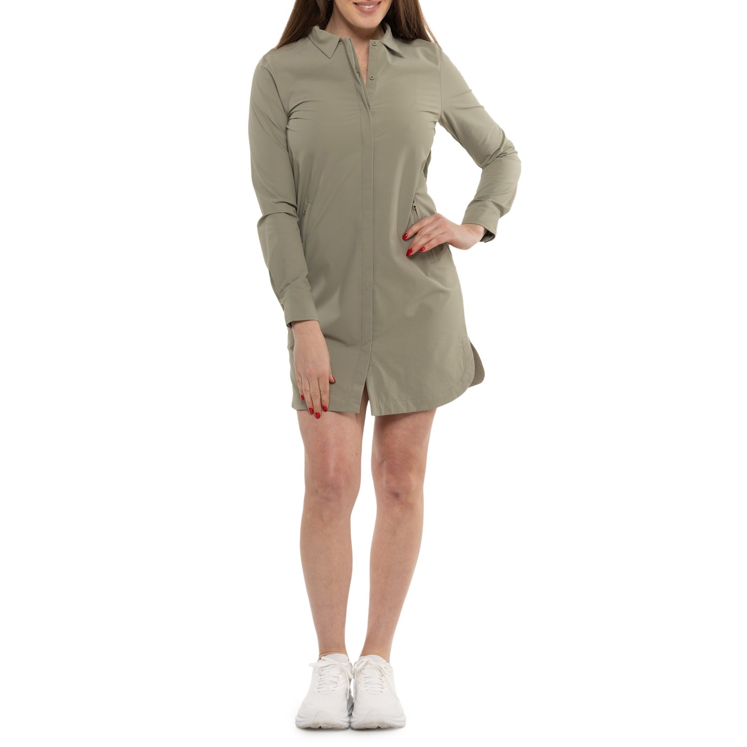 (���) ���� ����ӥ� �ƥå� ����� �ɥ쥹 - ���� ���꡼�� Lole Olivie Tech Shirt Dress - Long Sleeve H...