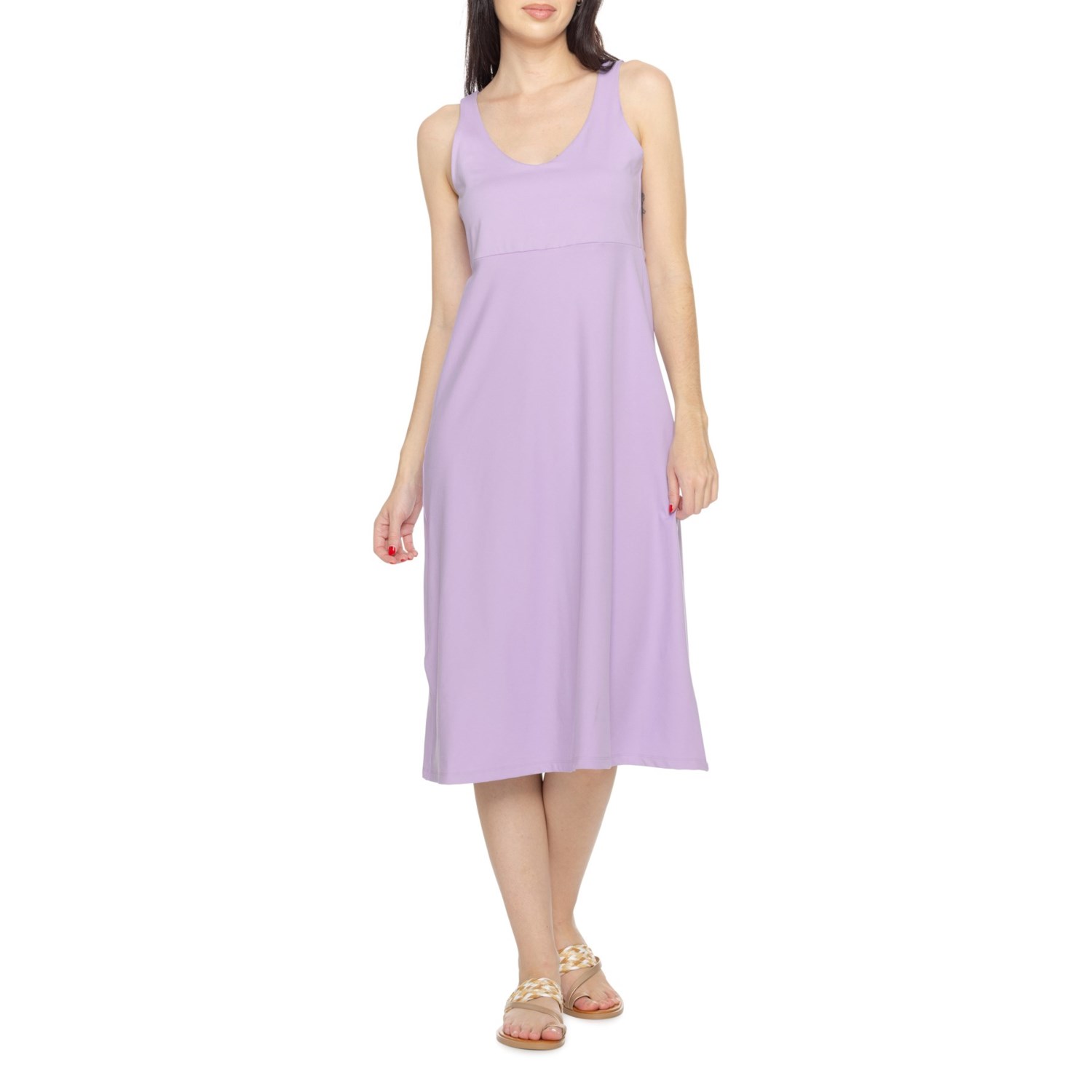 (取寄) エディーバウアー アスター V-ネック ミディ ドレス - Upf 50以上, スリーブレス Eddie Bauer Aster V-Neck Midi Dress - UPF 50+, Sleeveless Iris