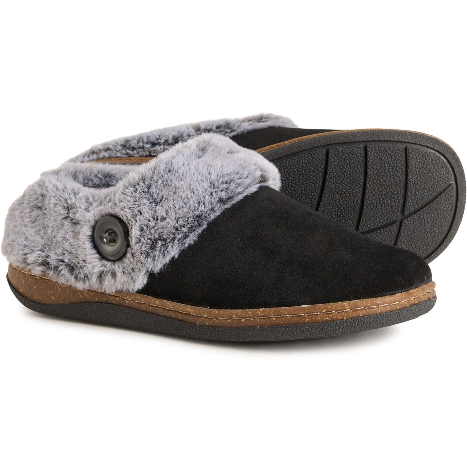 (取寄) クラークス レディース フェイク-ファー カラー モック スリッパ Clarks women Faux-Fur Collar Moc Slippers (For Women) Black