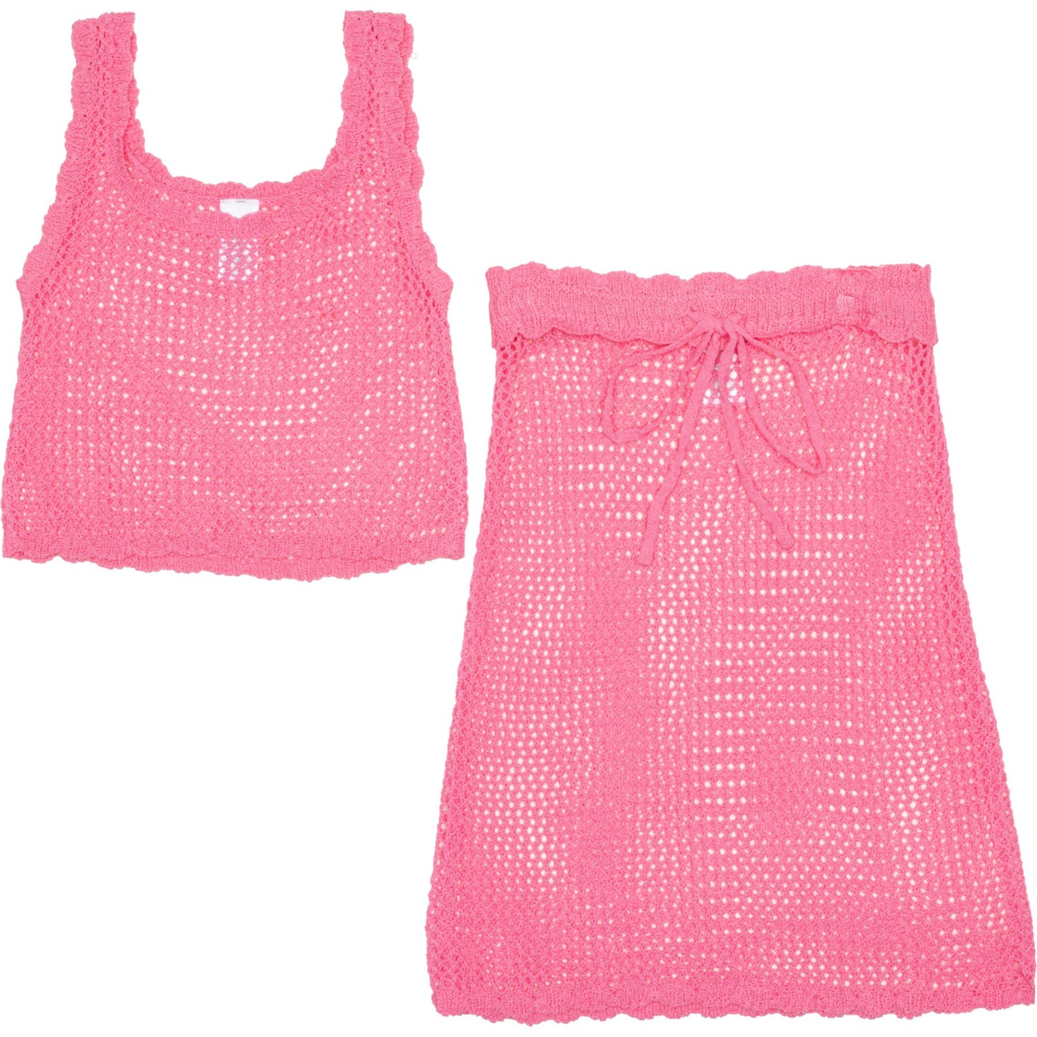 (取寄) ビーチリンゴ ビッグ ガールズ クローシェ スイムスーツ カバー-アップ セット - スリーブレス BEACH LINGO Big Girls Crochet Swimsuit Cover-Up Set - Sleeveless Pnk